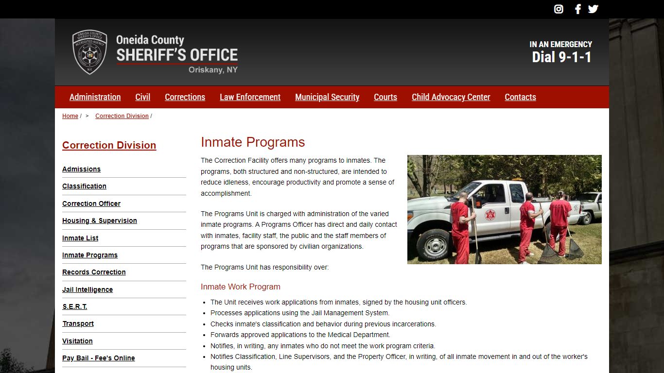 Inmate Programs | Oneida County Sheriff